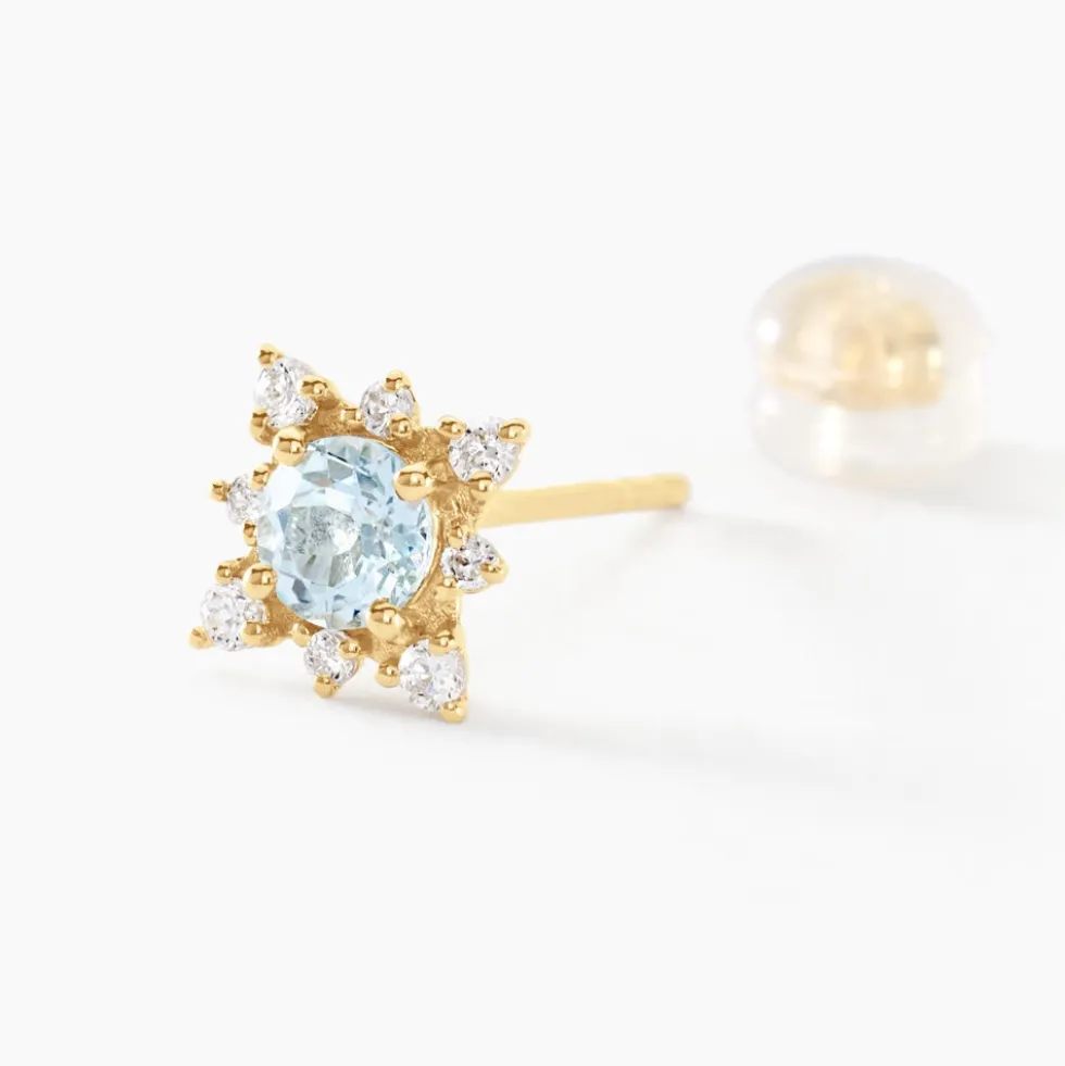 Boucles D'oreilles Puces Astrithr Or Jaune Topaze Oxyde De Zirconium