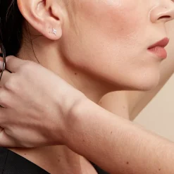 Boucles D'oreilles Puces Astre Precieux Argent Blanc Oxyde