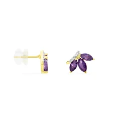 Boucles D'oreilles Puces Augustina Or Jaune Amethyste Oxyde