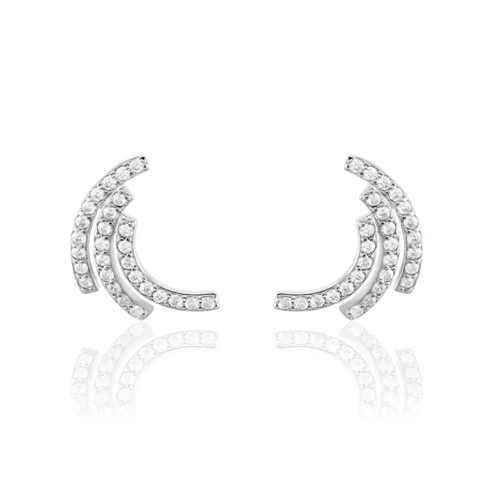 Boucles D'oreilles Puces Augustus Argent Blanc Oxyde De Zirconium