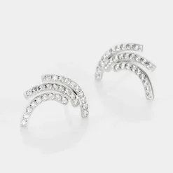 Boucles D'oreilles Puces Augustus Argent Blanc Oxyde De Zirconium
