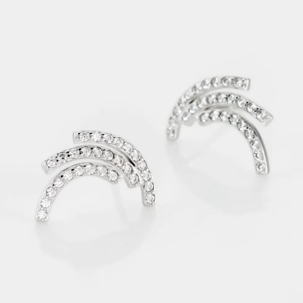 Boucles D'oreilles Puces Augustus Argent Blanc Oxyde De Zirconium