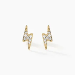 Boucles D'oreilles Puces Aurore Acier Doré Cristal