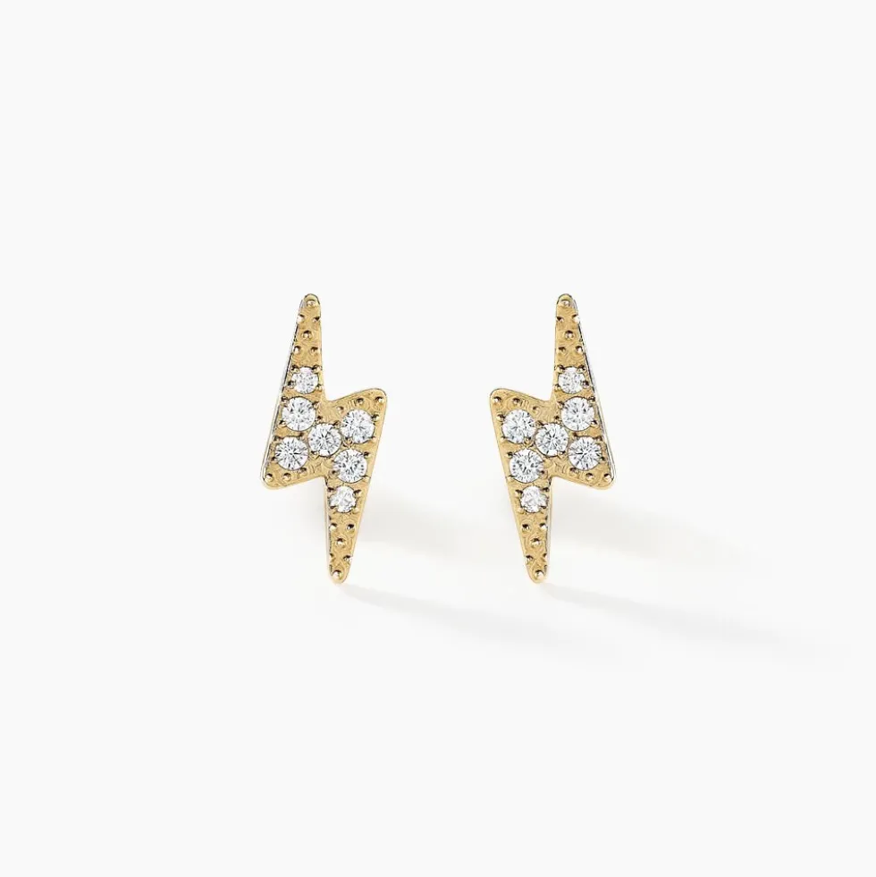 Boucles D'oreilles Puces Aurore Acier Doré Cristal