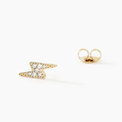 Boucles D'oreilles Puces Aurore Acier Doré Cristal