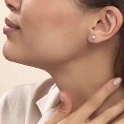 Boucles D'oreilles Puces Ayana Argent Blanc