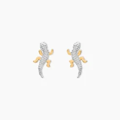 Boucles D'oreilles Puces Azzedine Salamandre Or Bicolore