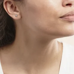 Boucles D'oreilles Puces Bartoumieu Argent Blanc Oxyde De Zirconium
