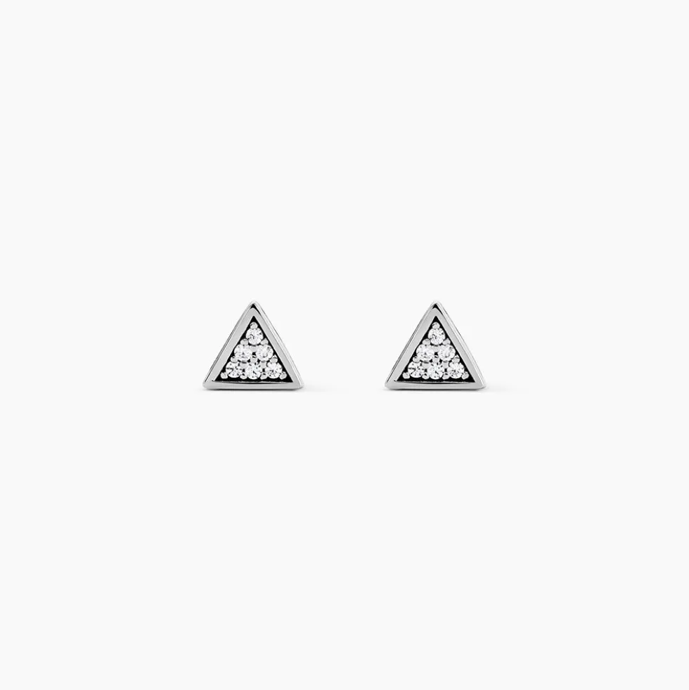 Boucles D'oreilles Puces Bartoumieu Argent Blanc Oxyde De Zirconium