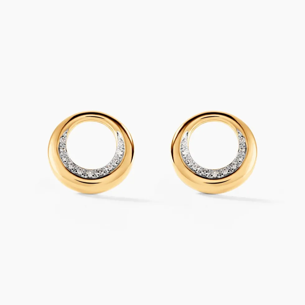 Boucles D'oreilles Puces Batoul Or Jaune Diamant