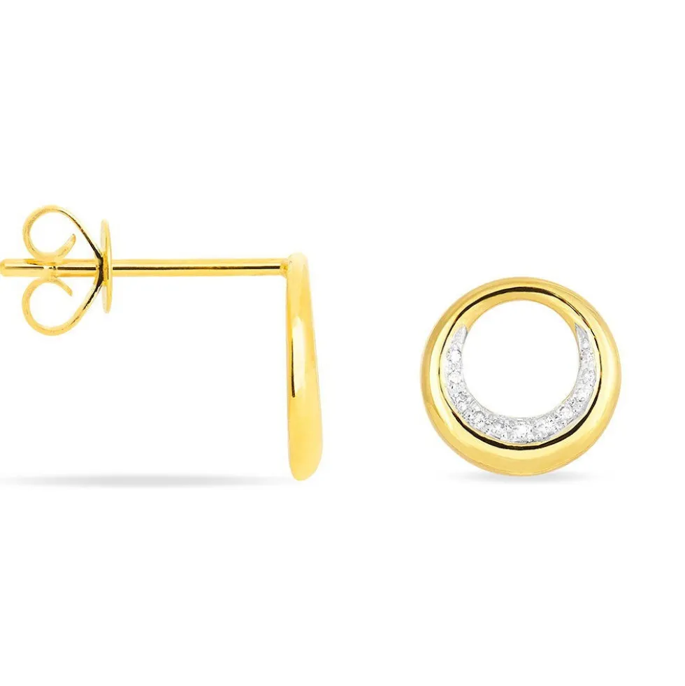 Boucles D'oreilles Puces Batoul Or Jaune Diamant