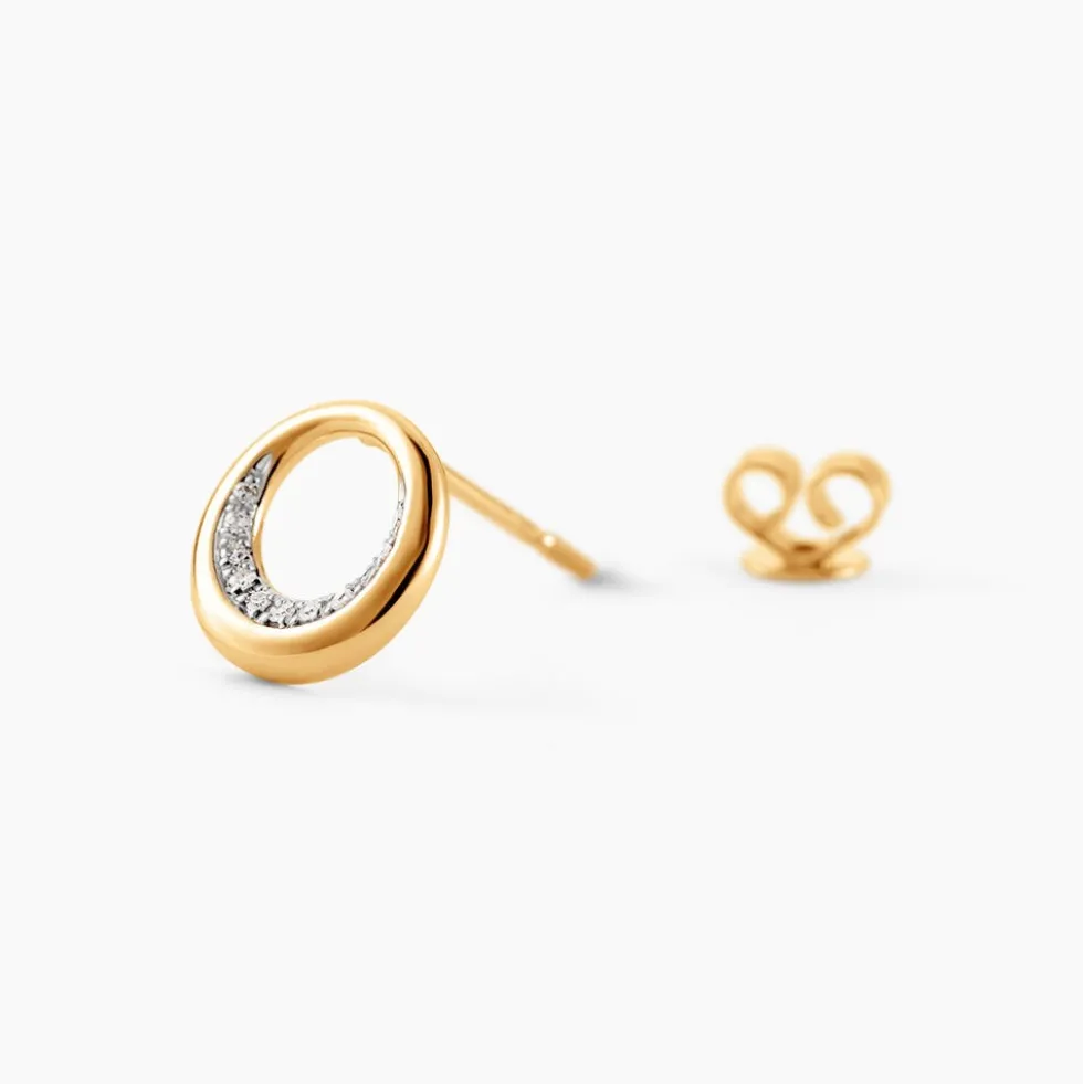 Boucles D'oreilles Puces Batoul Or Jaune Diamant