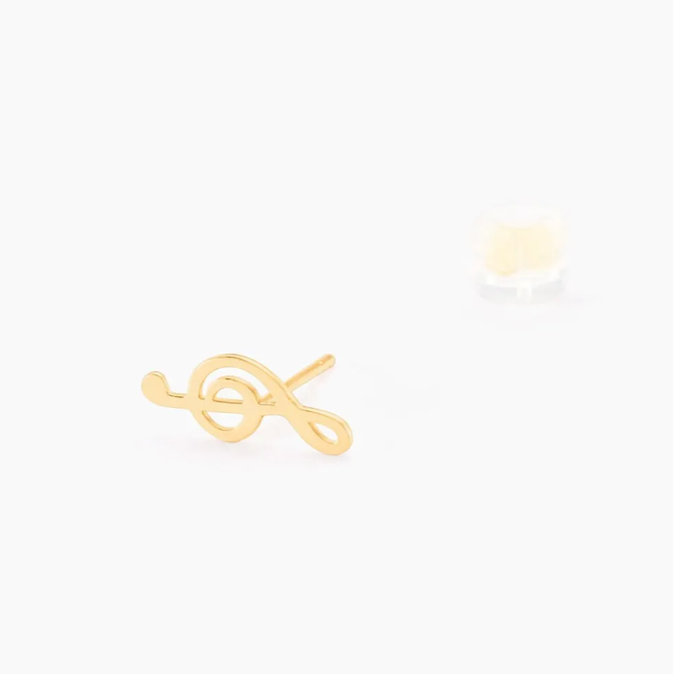 Boucles D'oreilles Puces Bayram Musique Or Jaune