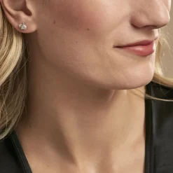 Boucles D'oreilles Puces Bee Argent Blanc