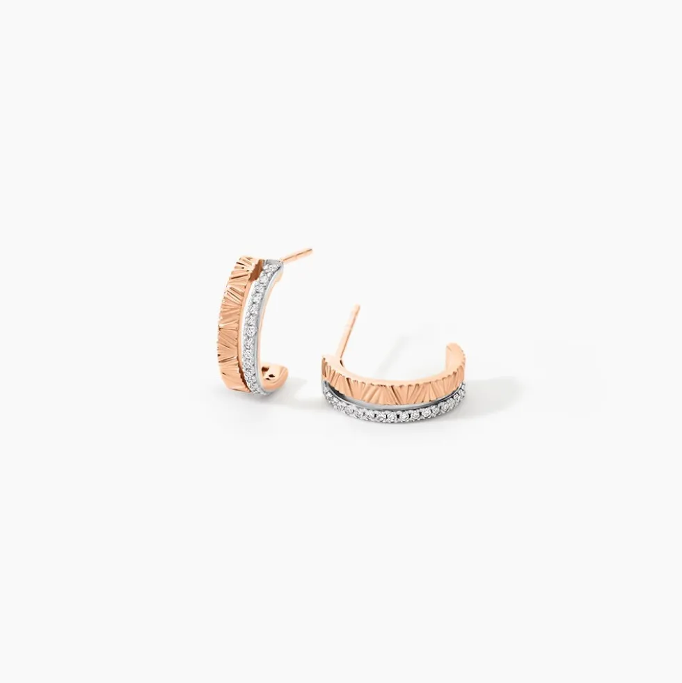 Boucles D'oreilles Puces Belindalan Or Bicolore Diamant