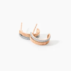 Boucles D'oreilles Puces Belindalan Or Bicolore Diamant