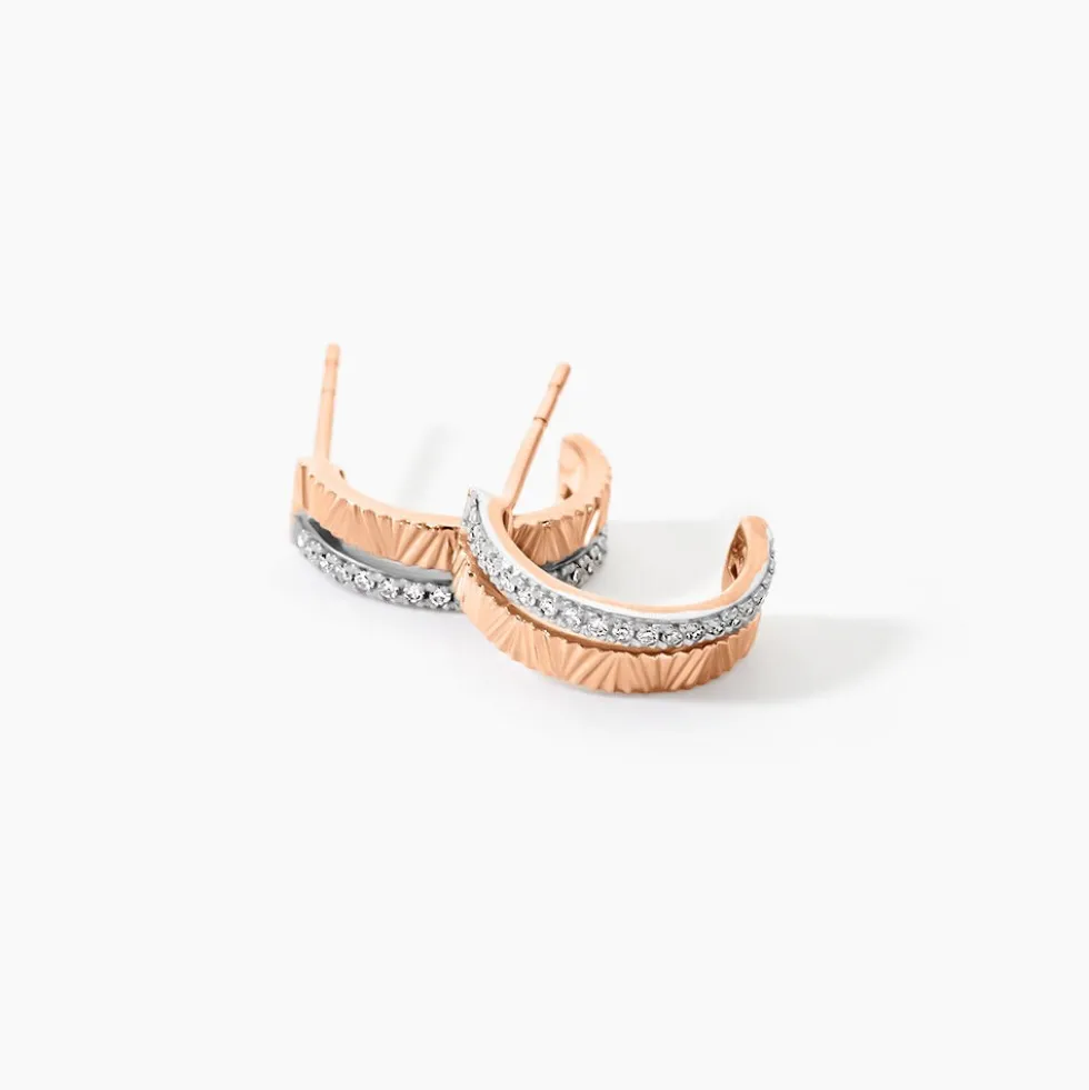 Boucles D'oreilles Puces Belindalan Or Bicolore Diamant