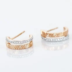 Boucles D'oreilles Puces Belindalan Or Bicolore Diamant