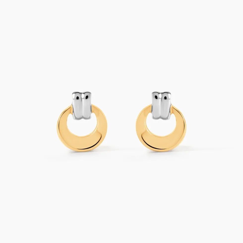 Boucles D'oreilles Puces Berangere Cercle Or Bicolore