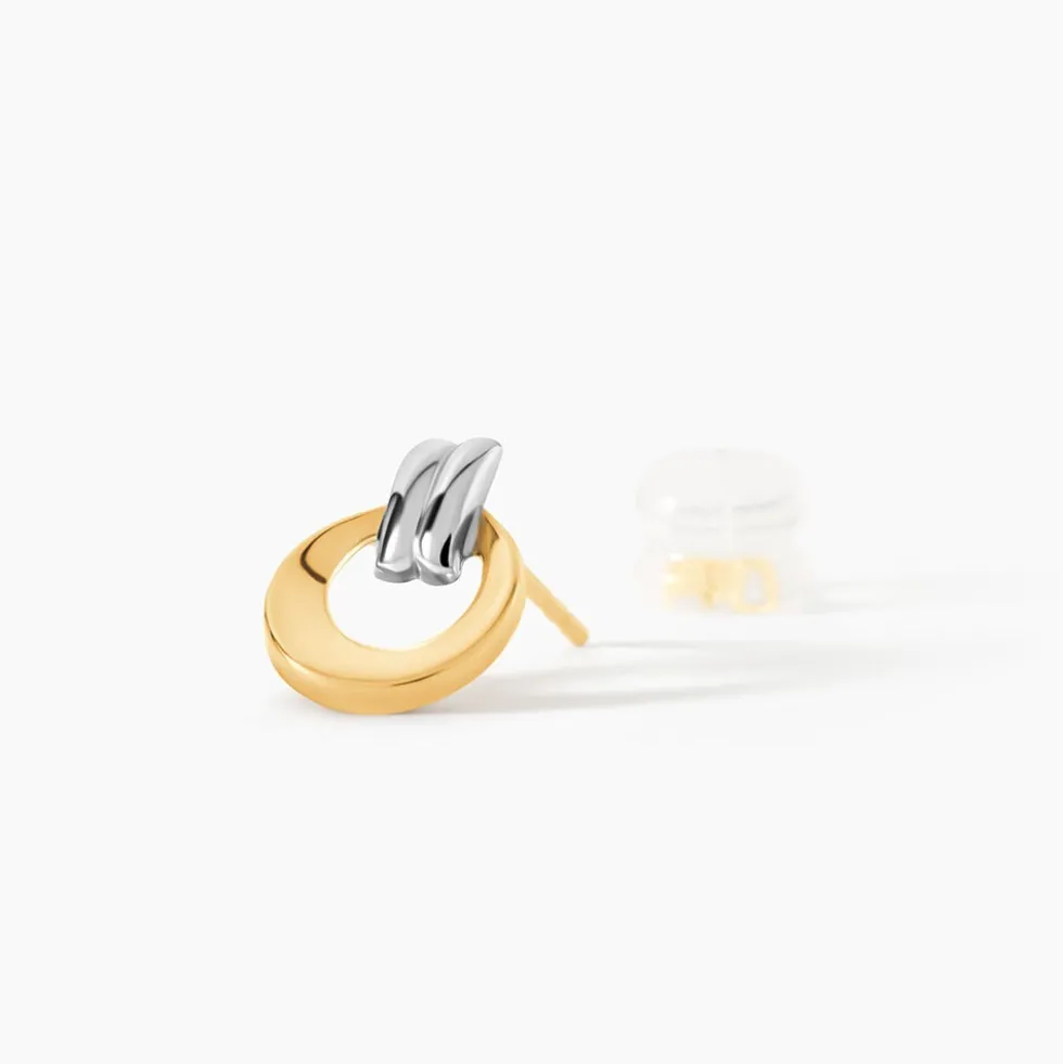 Boucles D'oreilles Puces Berangere Cercle Or Bicolore