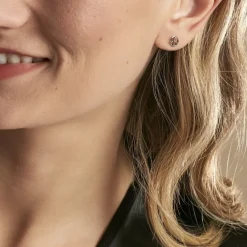 Boucles D'oreilles Puces Bethsabee Argent Blanc