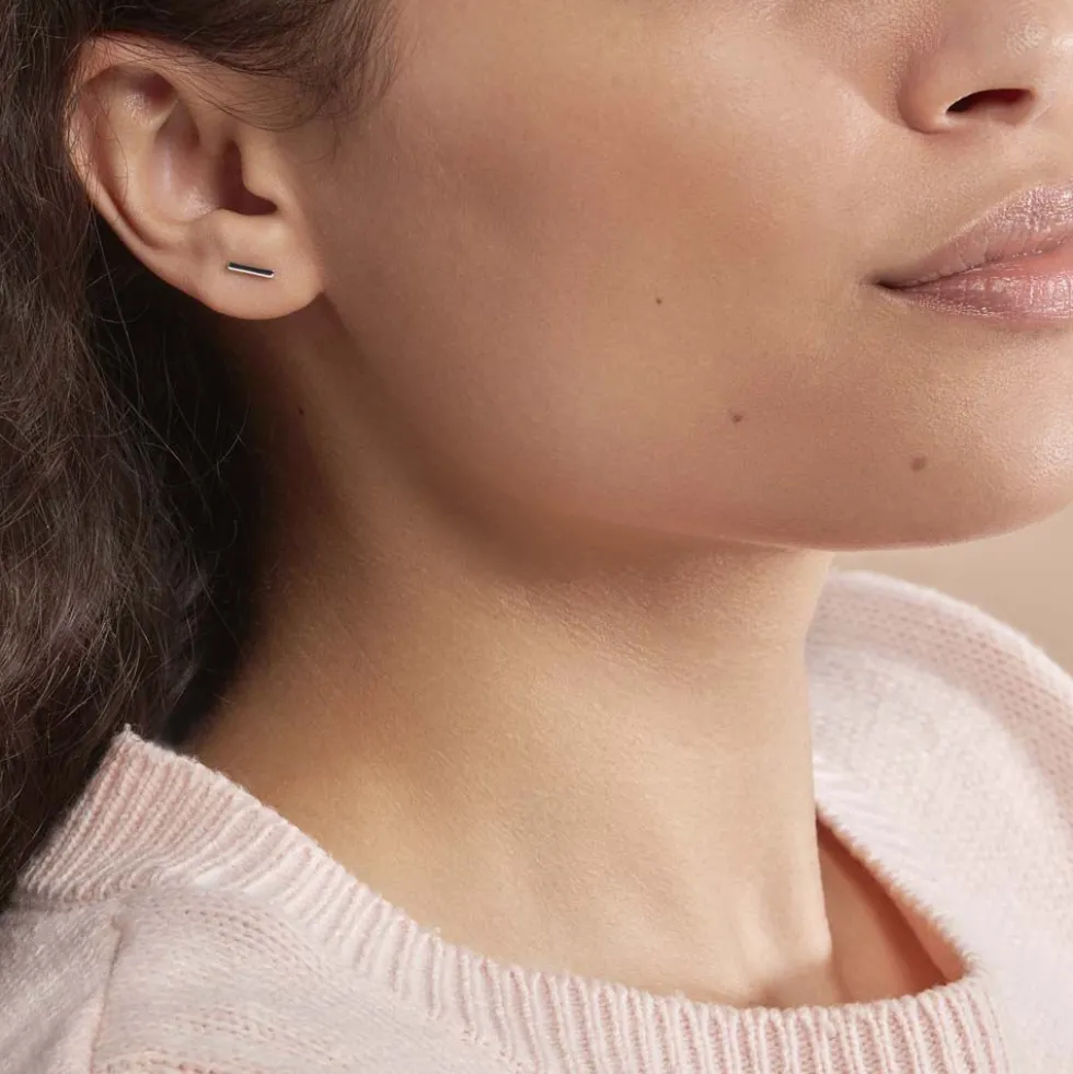 Boucles D'oreilles Puces Birati Argent Blanc
