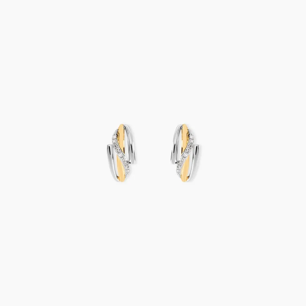 Boucles D'oreilles Puces Bodil Or Bicolore Diamant