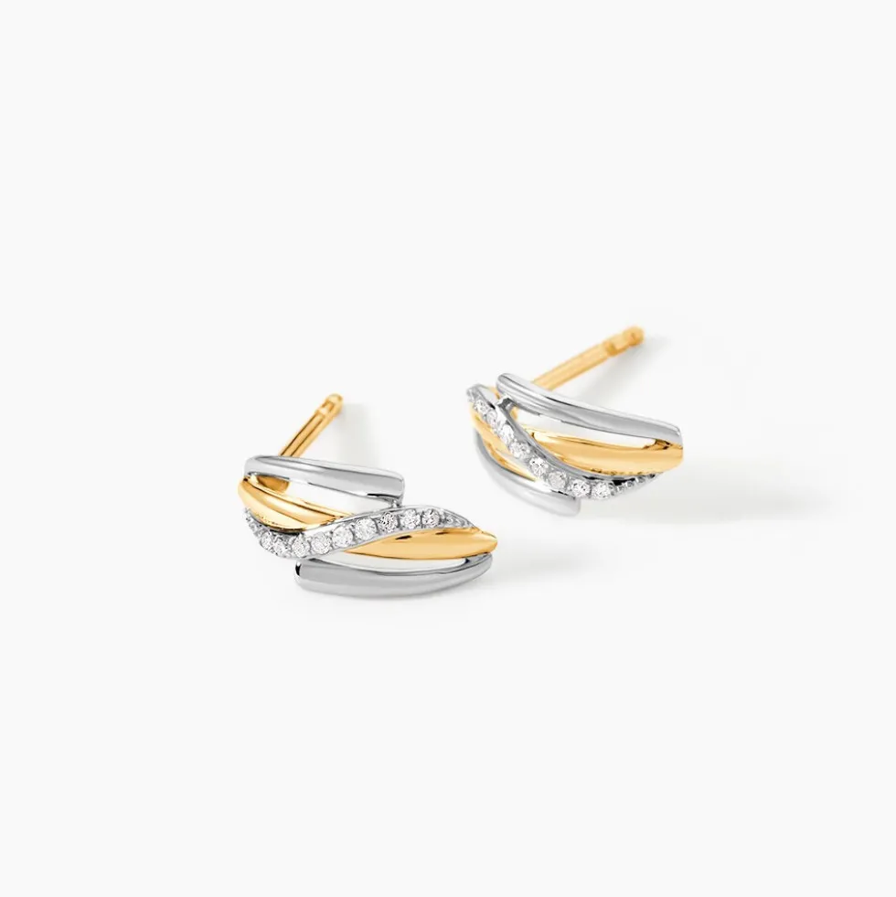 Boucles D'oreilles Puces Bodil Or Bicolore Diamant
