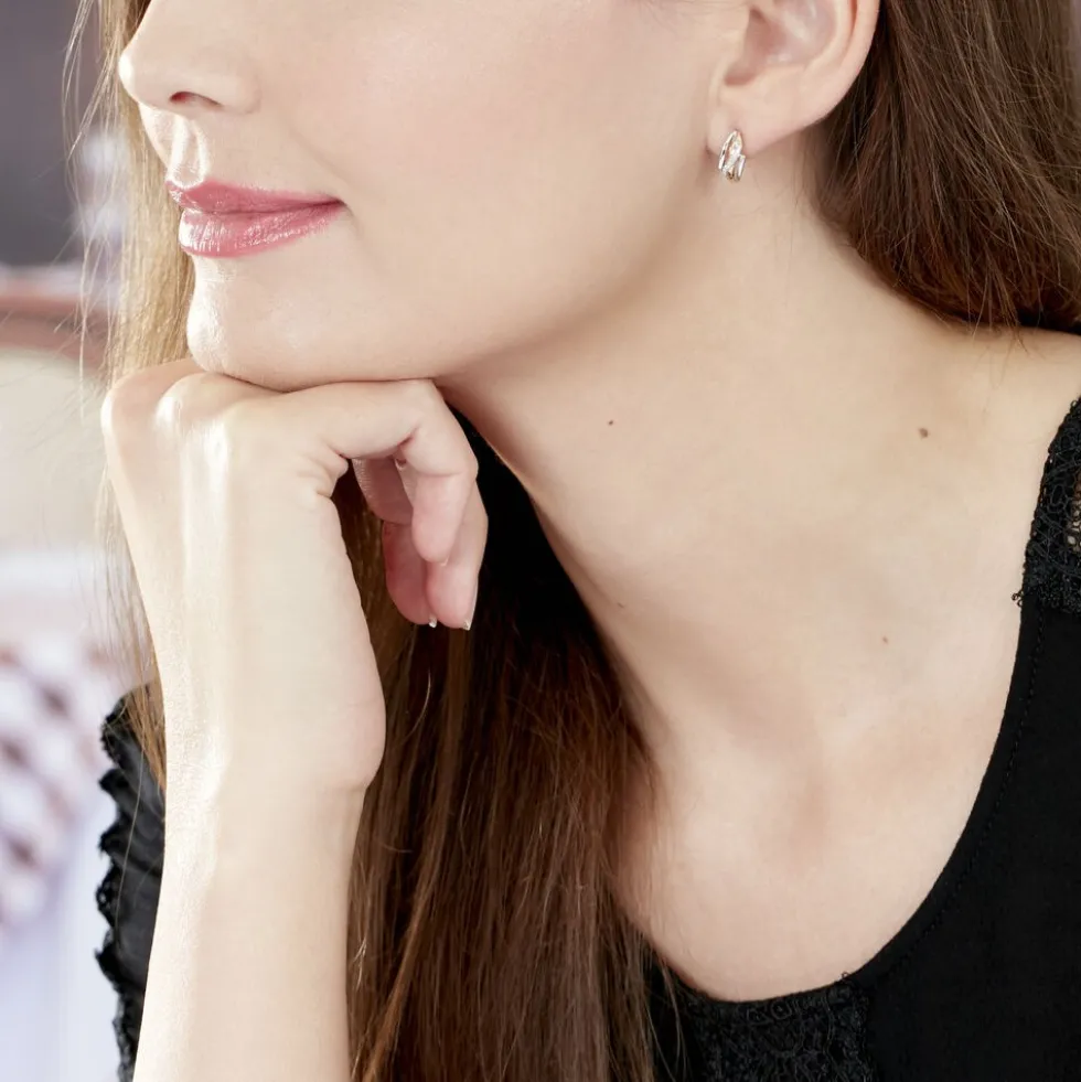 Boucles D'oreilles Puces Bodil Or Bicolore Diamant