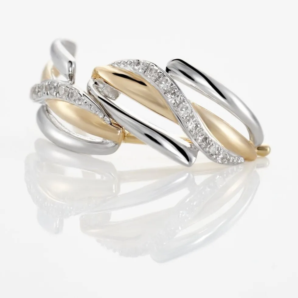 Boucles D'oreilles Puces Bodil Or Bicolore Diamant