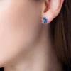 Boucles D'oreilles Puces Bouquet Or Blanc Saphir Et Diamant