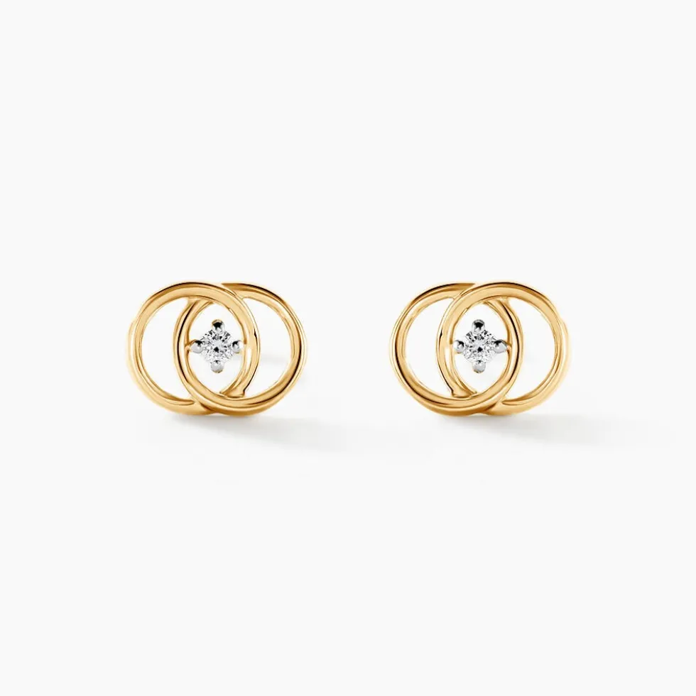 Boucles D'oreilles Puces Briitilia Or Jaune Diamant