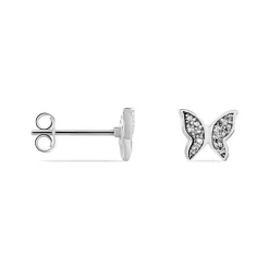 Boucles D'oreilles Puces Cadfan Argent Blanc Oxyde