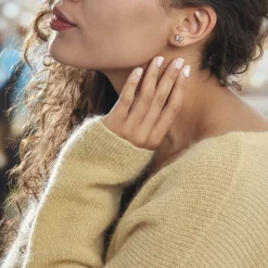 Boucles D'oreilles Puces Cadfan Argent Blanc Oxyde
