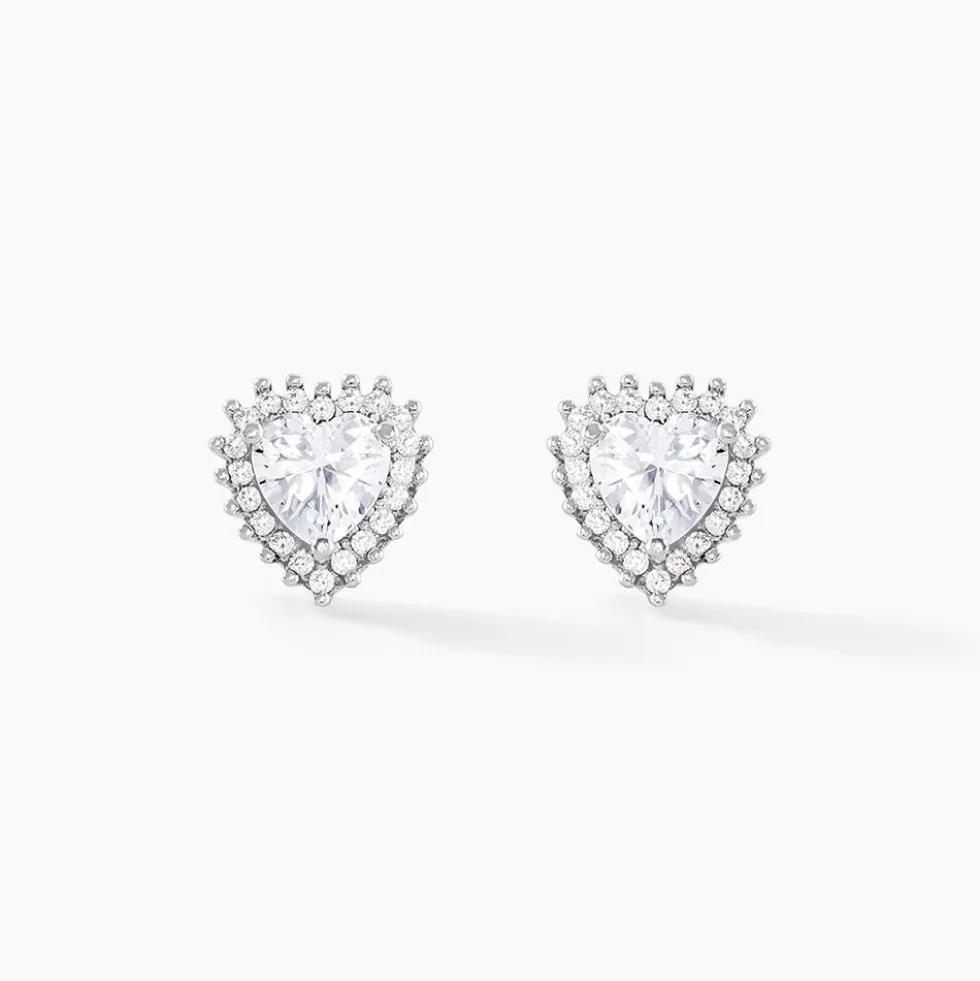 Boucles D'oreilles Puces Calvi Argent Blanc Oxyde De Zirconium