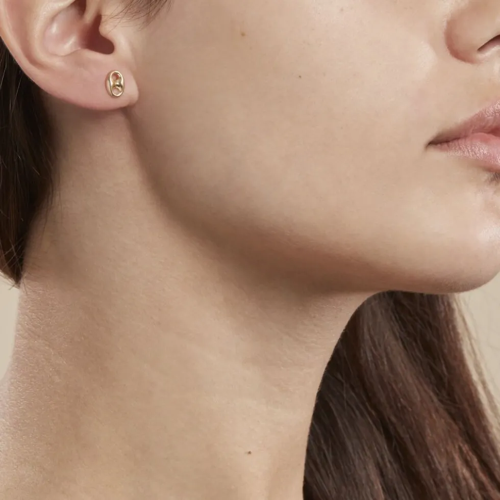 Boucles D'oreilles Puces Cara Grain De Cafe Or Jaune
