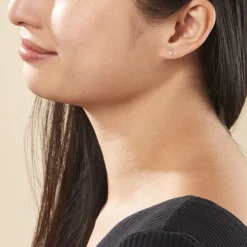Boucles D'oreilles Puces Carin Or Blanc Oxyde De Zirconium