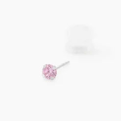 Boucles D'oreilles Puces Carin Or Blanc Oxyde De Zirconium