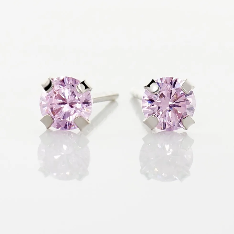Boucles D'oreilles Puces Carin Or Blanc Oxyde De Zirconium