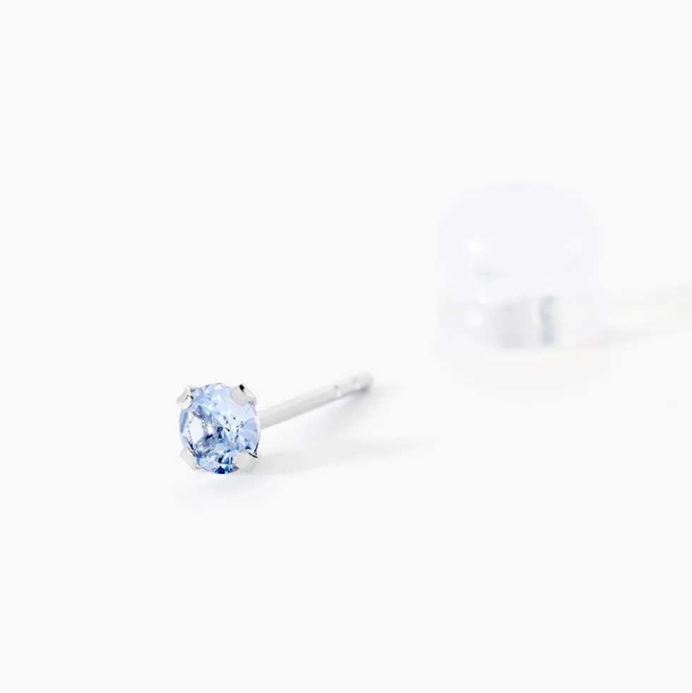Boucles D'oreilles Puces Carin Or Blanc Oxyde De Zirconium