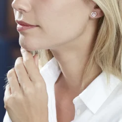 Boucles D'oreilles Puces Carren Argent Blanc Oxyde De Zirconium
