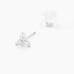 Boucles D'oreilles Puces Cassy Fleur Or Blanc Oxyde De Zirconium