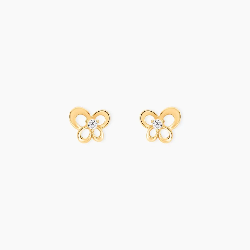 Boucles D'oreilles Puces Cathy Fleur Or Jaune Oxyde De Zirconium