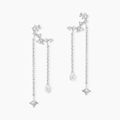 Boucles D'oreilles Puces Claodia Argent Blanc Oxyde De Zirconium
