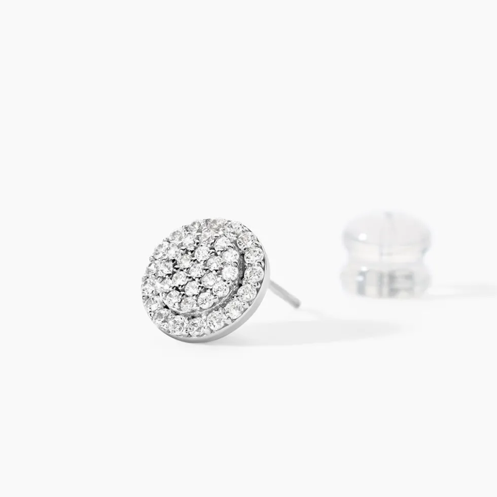 Boucles D'oreilles Puces Classic Or Blanc Oxyde De Zirconium