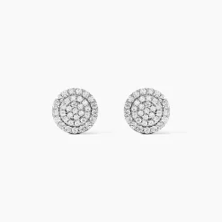 Boucles D'oreilles Puces Classic Or Blanc Oxyde De Zirconium