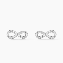Boucles D'oreilles Puces Clélia Argent Blanc Oxyde De Zirconium