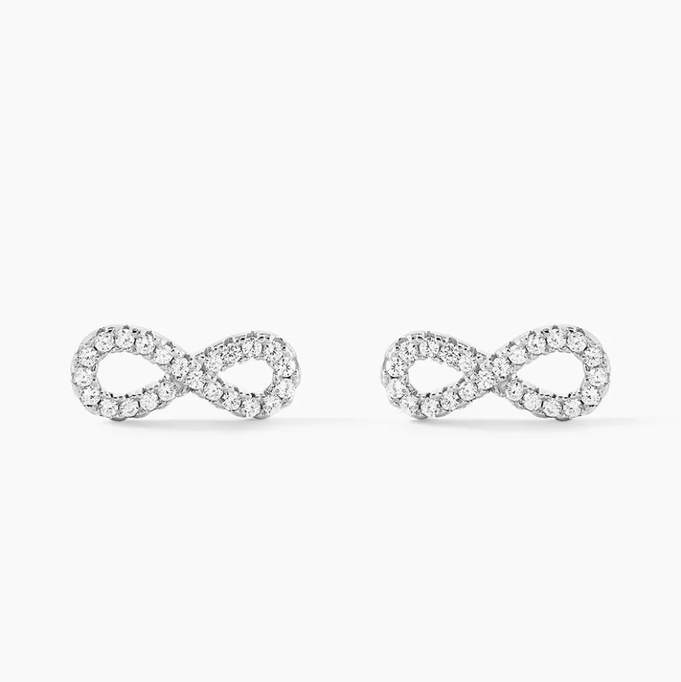 Boucles D'oreilles Puces Clélia Argent Blanc Oxyde De Zirconium