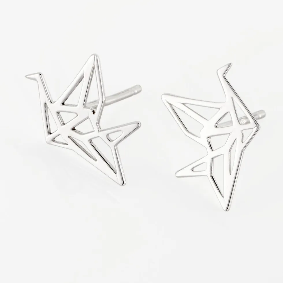 Boucles D'oreilles Puces Colombe Argent Blanc