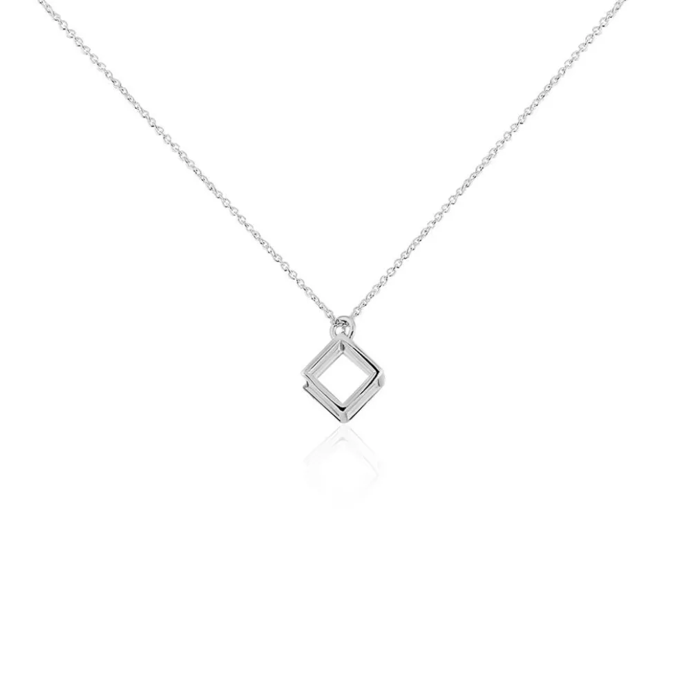 Boucles D'oreilles Puces Cubik Argent Blanc
